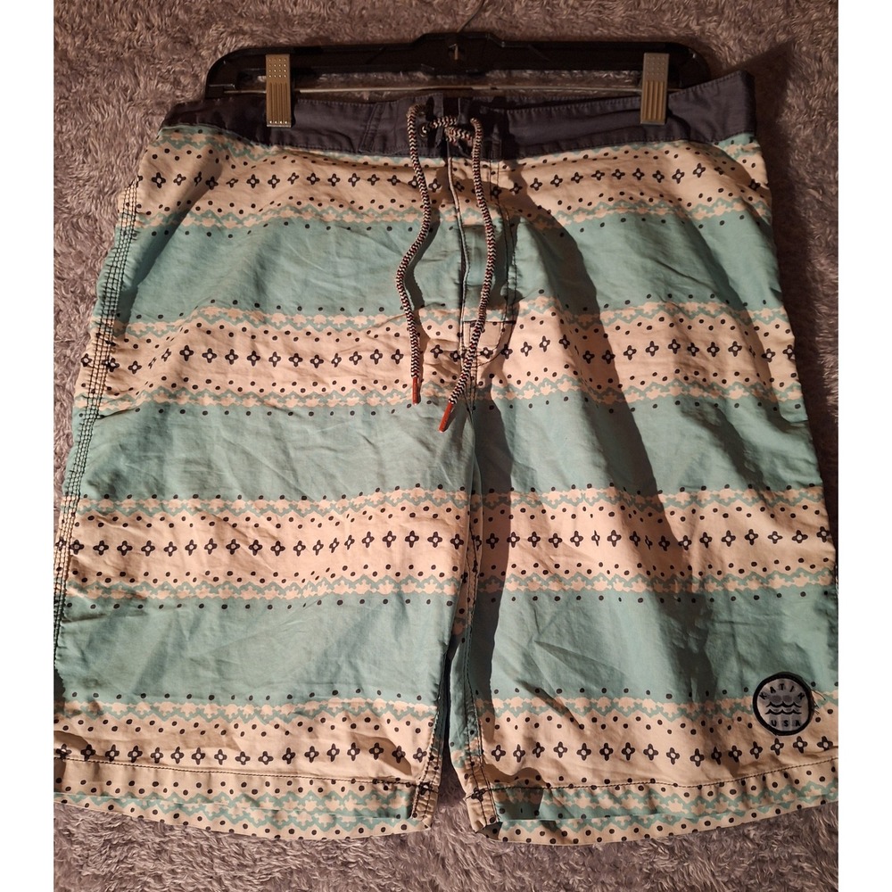 Katin USA Surf Co Swim Trunks Men's 33‎ Striped Drawstring Board Shorts Swimwear